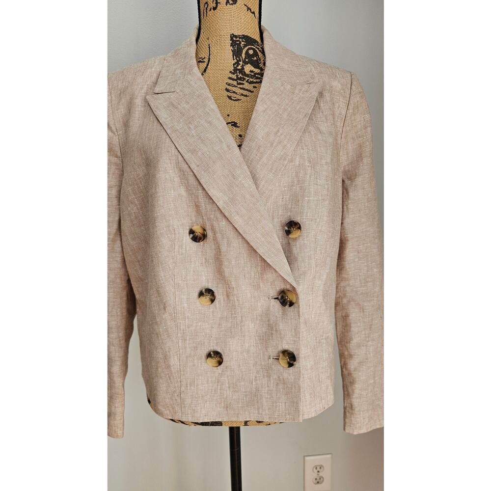 Talbots Cropped 100% Linen Blazer Jacket, 6 Button, Womens Sz 16, New, NWT - Picture 4 of 12